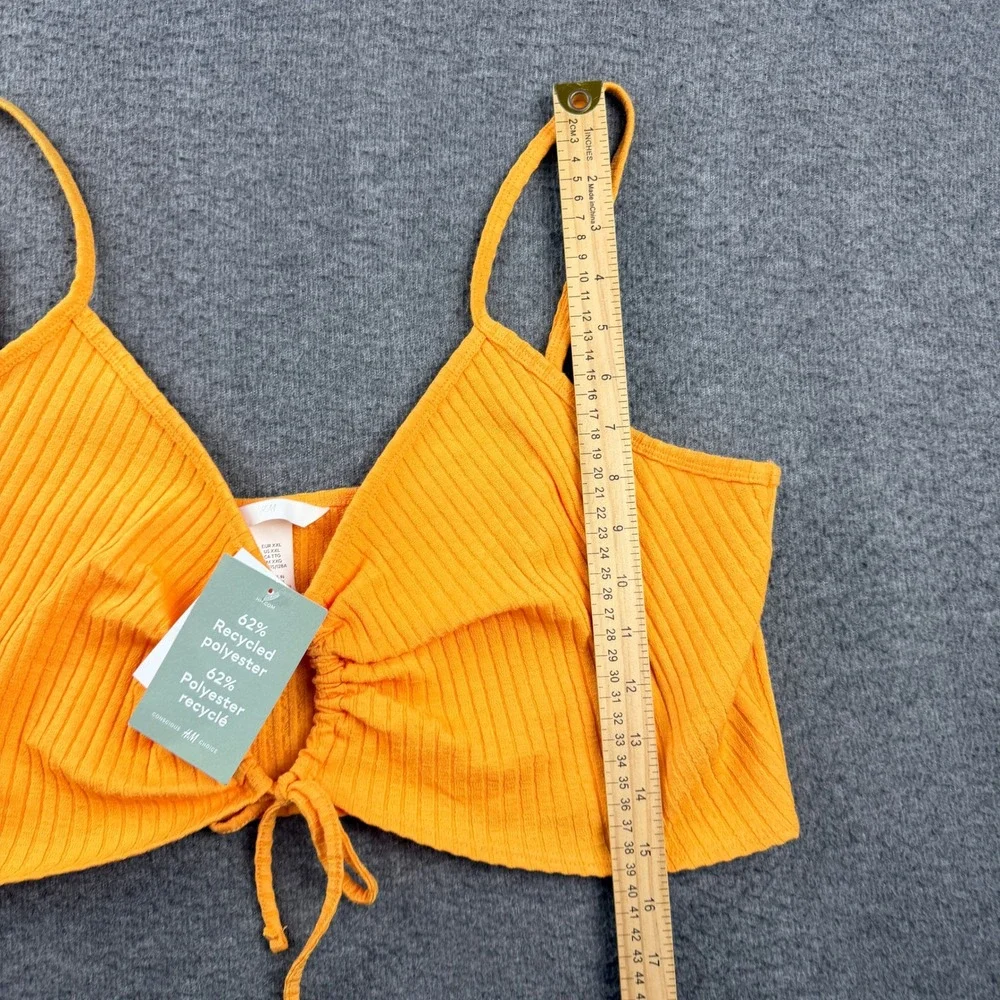 H&M Orange‎ Women's XXL Ribbed Ruched Front Crop Top NWT